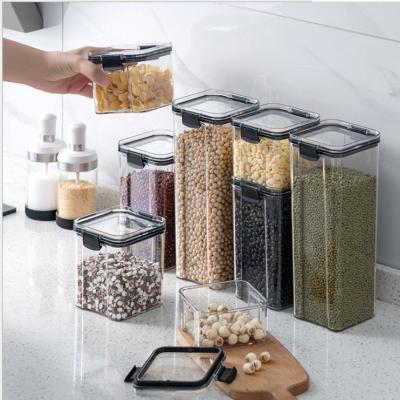 China Stocked Plastic Clear Cereal Pantry Kitchen Organization Storage Containers With Lids Airtight Food Container for sale