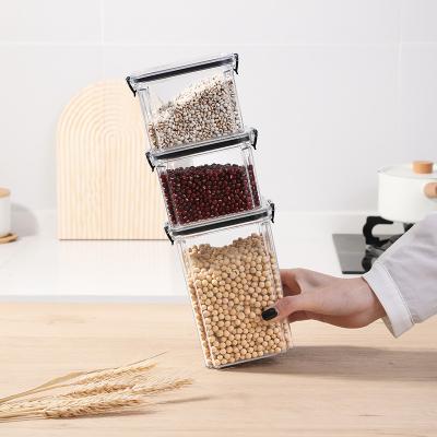 China Freshness Preservation Kitchen Vacuum Box Plastic Transparent Sealed Airtight Cereal Storage Containers for sale