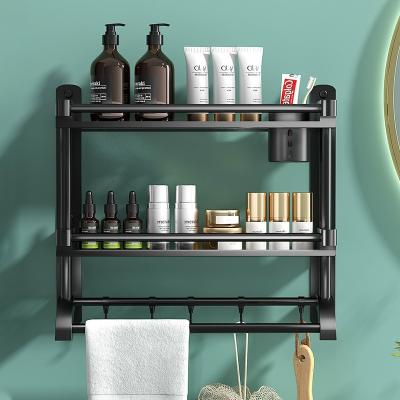 China Large Capacity Rustproof Bathroom No Drill Shelves Storage With Self Adhesive Shelves for sale