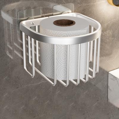 China Modern Bathroom Kitchen Use Wall Mounted Toilet Paper Holder With Self Adhesive Aluminum Rotating Storage Paper Towel Rack for sale