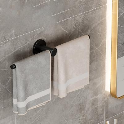 China No Bathroom Accessories Set Hardware Wall Mount Black Towel Rack Toilet Room Towel Rack Stainless Steel for sale