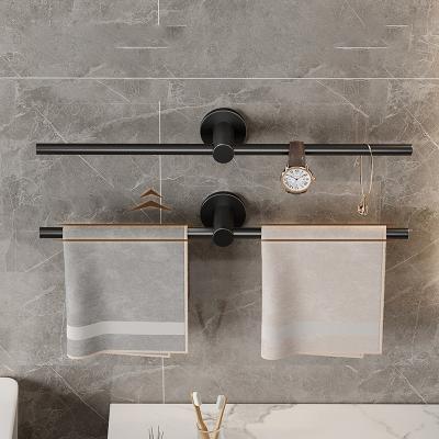 China Matte Black Stainless Steel Single Bathroom Towel Rack Wall Mounted Stick High Quality Modern Towel Bar Holder for sale