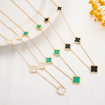 China CLASSIC Luxury Jewelry Brand Designer Inspired Jewelry Famous Brands Stainless Steel Clover Jewelry Set 4 Four Leaf Clover Necklaces for sale