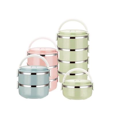 China Viable Colorful Insulation Stainless Steel Kids Lunch Box Multilayer Leakproof Food Containers for sale