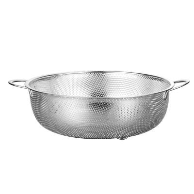 China Sustainable Wholesale Stainless Steel Colander Basket For Fruit Vegetable Washing for sale