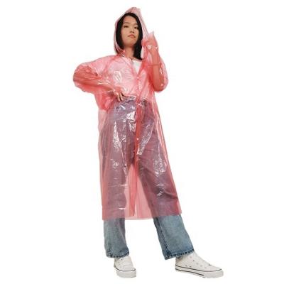 China Universal Fashion High Quality Waterproof 100% EVA Raincoat Outdoor Mid Length Transparent With Hoods And Sleeves Hoodie PE Coat Rain Poncho for sale