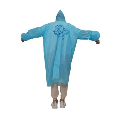 China New Arrival 100% EVA Waterproof Disposable Pocket Coat Portable Outdoor Raincoat Pullover With Hood Long To Knee PE Coat Rain Poncho for sale