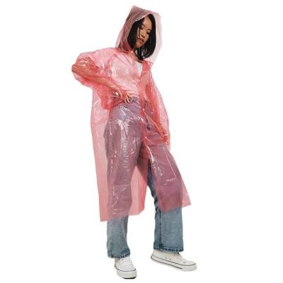 China Fashion Raincoat EVA Waterproof Breathable Lightweight Hooded Quick Dry 100% Poncho Outwear Long Sleeve PE Raincoat Buttons for sale