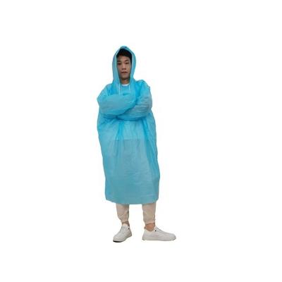 China 100% Good Quality Waterproof Hooded Long Sleeve To The Knee Reusable PE Raincoat Solid Color Emergency EVA Cloak Rain Outdoor Poncho for sale