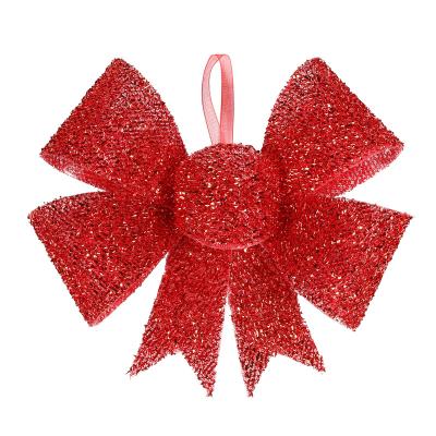 China PVC+ Plastic Christmas Tree Mini Bowtie Decoration Bowknot Festival Celebration Ornament Red for sale