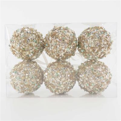 China Amazon Top Sale 50-80mm Plastic Sequin Christmas Ball Decor Customized Color for sale