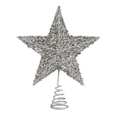 China Christmas Day Decoratiom 10inch Plastic and Iron Christmas Tree Decoration Champagne Silver Top Supplier Christmas Decorations for sale