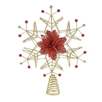 China Christmas Day Decoratiom 12.5inch Plastic and Iron Christmas Gold Snow Tree Decoration Champagne Top Supplier Christmas Decorations for sale