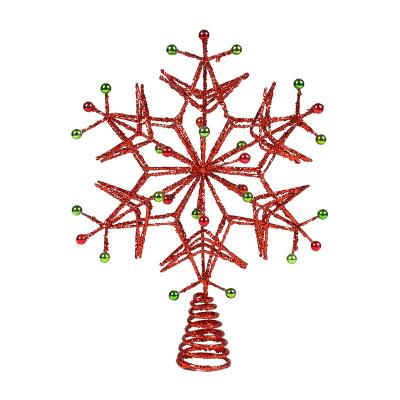 China Top Supplier Christmas Decoratiom 12.5inch Plastic and Iron 3D Christmas Red Snow Tree Decoration Champagne Christmas Day Decorations for sale