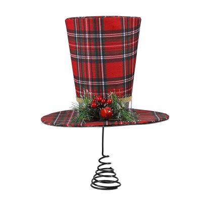 China Tree Plastic+iron Christmas Maker Iron Christmas Tree Top Fedora Hat Decoration Christmas Ornament for sale