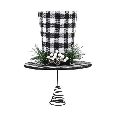 China Black Fedora Hat Decoration Christmas Tree Top White Plastic+iron Christmas Maker Iron Christmas Tree for sale