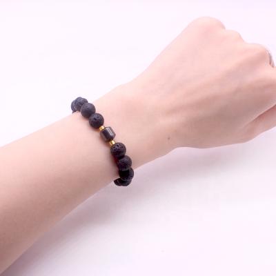 China Tube Beads Hot Sale Hematite Lava Beads Chakra Bracelet Wholesale Healing Energy Gemstone Beads Bracelet for sale