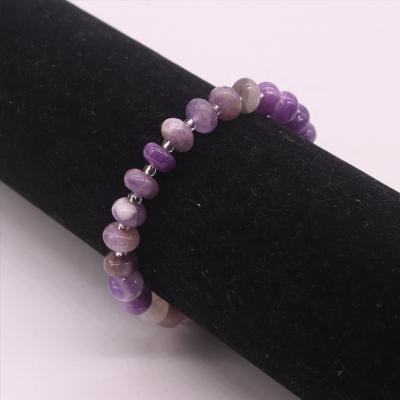 China Wholesale Hot Selling Natural Raw Stone Amethyst Wheel Beads Bracelet Healing Energy Charm Bracelet Wheel Beads for sale