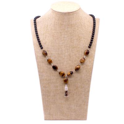 China Hot Selling Natural Tiger Eye Stone Beads Healing Energy Beads Chakra Charm Necklace Gemstone Necklace Wholesale Hot Dangling Necklace Natural for sale