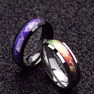 China High Quality Mood CLASSIC Ring For Men And Women, Rainbow Magnetic Water Proof Stainless Steel Temperature Ring For Gifts for sale