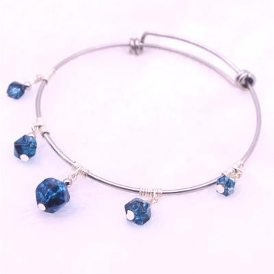 China New Design Adjustable Natural Bead Stone Healing Stone Sapphire Crystal Bracelet Stainless Steel Natural Pendant Wire Bracelet Pampers Necklace for sale