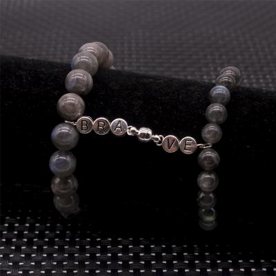 China New Style Bracelet Moonstone Size10mm 8mm Grade Brave Bracelet Parent-child Gifts FASHIONABLE Magnetic Top Gray Letters for sale