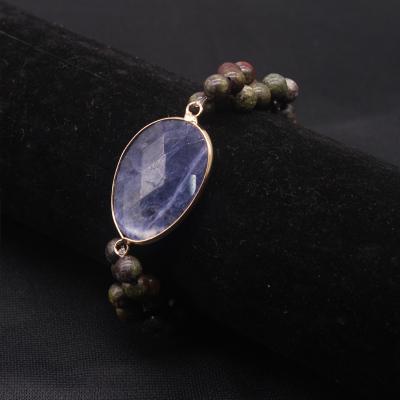 China New style FASHIONABLE natural sodalite faceted stretch twist bracelet stone gold plated jewelry dragon blood jasper wholesale for sale