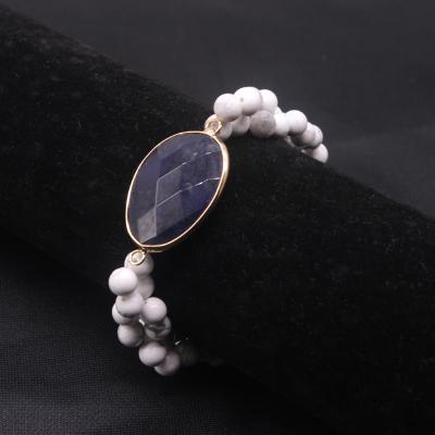 China FASHIONABLE natural sodalite faceted howlite twist bracelet 14k gold thin stone women's bracelet new style howlite jewelry wholelsale for sale