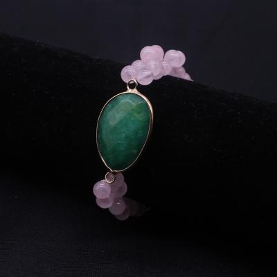 China TRENDY Crystal Green Agate Stone Natural Jasper Rose Jade Twist Stretch Jade Bangle Bracelets For Women Girls Jewelry Gifts for sale