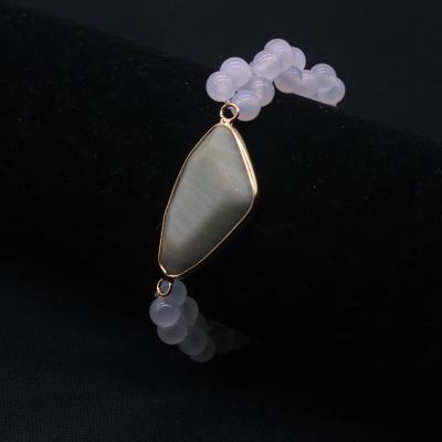 China TRENDY White Agate Stone Natural Jasper Agate Amazonite Twist Stretch Jade Bangle Bracelets For Women Girls Jewelry Gifts for sale