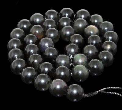 China Trendy Natural Black Obsidian Agate Stone Raw Round Beads Gemstone Beads For DIY Jewelry Making Wholesale for sale