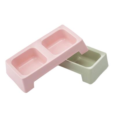 China Sustainable Plastic Dog Bowl Wholesale Pet Feeder Double Bowl for sale