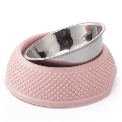 China Durable Non Slip Wholesale Mat Bottom Stainless Steel Pet Plastic Dog Bowl for sale