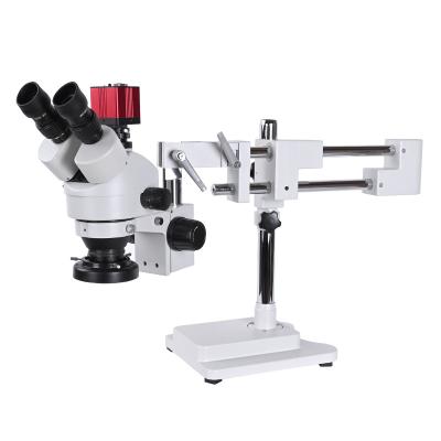 China 7-45X Trinocular Continuous Zoom Stereo Microscope Trinocular Dual Boom Hold Bigger Scope HD Camera For Industrial PCB Repair OSL-533 for sale