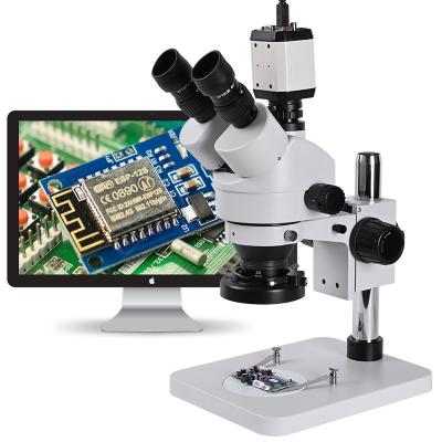 China Zoom 7-45x +1/3 Zoom 1080P USB CVBS VGA Microscope 1080P Stereo Trinocular Camera Electronic Digital Adapter +56 LED Ring Light OSL-513 for sale