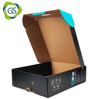 China Recyclable Debossed Corrugated Box with Handle Spot-color Printing Colored Corrugated Boxes Cardboard Paper Box with Raised Ink for sale