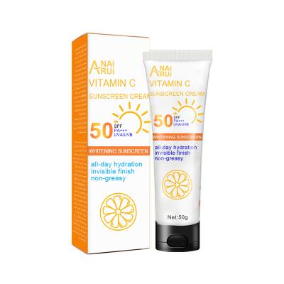 China Whitening Body Lotion Natural Sunblock Vitamin C SPF 50 Sunscreen Cream Whitening Private Label Facial Sunscreen for sale