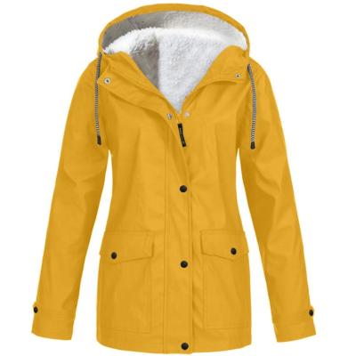 China Waterproof Anti-wrinkle Winter Thicken Padded Women Hooded Waist Wool Coat Women Rain Jacket for sale