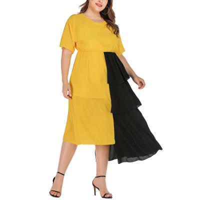 China Various Styles Women Short Sleeve Dress Anti-static Fashionable Dress Summer Plus Size Dresses For Fat Women for sale