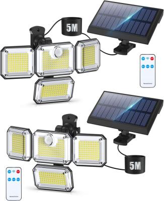 China Adjustable Waterproof Solar Garden 4 Heads Spilit Spot Lights For Outdoor Porch Yard Garage for sale