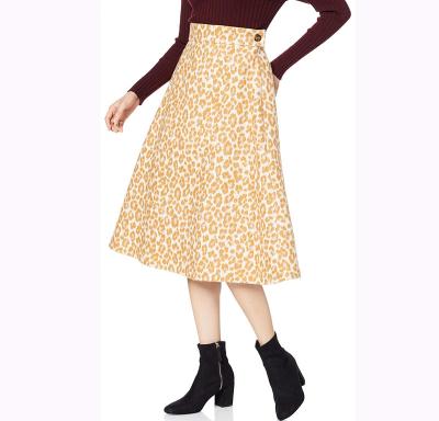 China Breathable Women High Waist Leopard Print Midi Skirts for sale