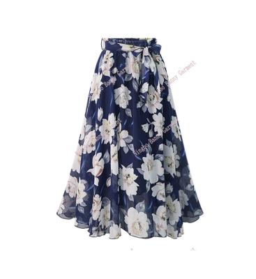 China Breathable A Line Women's Skirt Vintage Style High-Waist Floral Skirt for sale