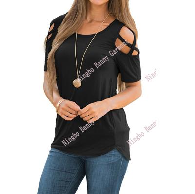 China Casual Women's Solid Color Short Sleeve O-Neck T-Shirts for sale