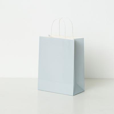 China Recycled Materials Custom Printing Blue Paper Bag Shopping With Beauty Logo for sale