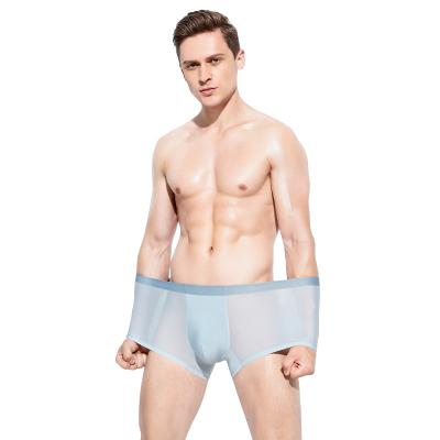 China Breathable Men Underpants Ice Silk Men Boxer Shorts Breathable Elastic Male Panties Plus Size L-4XL No trace men underwear for sale