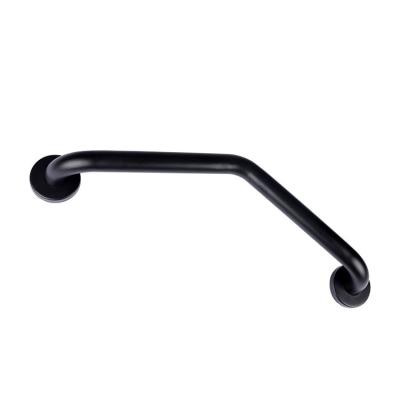 China Modern Black Color Stainless Steel Toilet Vacuum Suction Cup Grab Bar Safety Handle Stainless Steel Curved Rod for sale