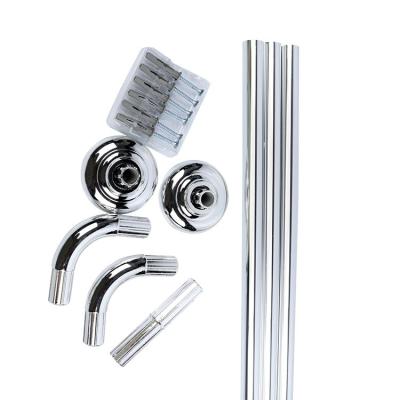 China Sustainable 90*90*90cm L/u Shape Chrome Shower Curtain Rod Aluminum 22mm 25mm Diameter Shower Rod Poles for sale