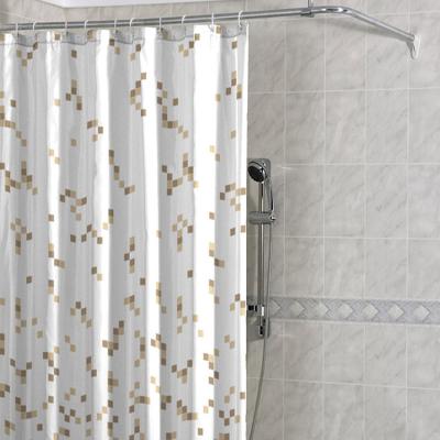 China Sustainable High Quality Bamboo Shower Curtain Polyester Shower Curtain Waterproof Coating for sale