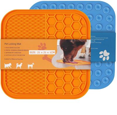 China Nibao Stocked 15*15cm, 21*21cm Dog Lick Mats Dogs Pets Licking Mat Pad For Silicone Treat Dog Lick Pad for sale