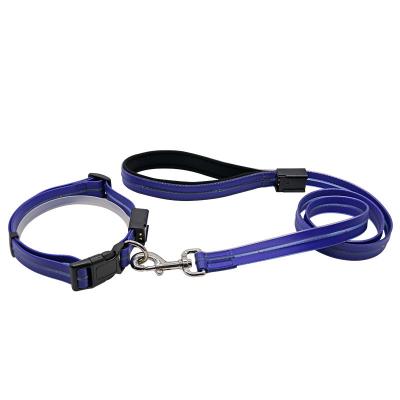 China Nibao Padded Waterproof Material PVC USB LED Rechargeable Dog Collar Leashes for sale